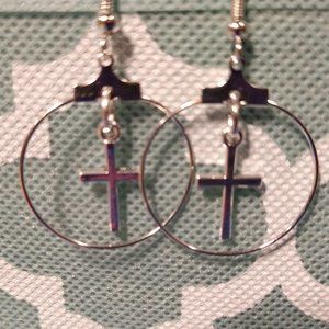 Silver Small Hoops Faith Earrings!!!